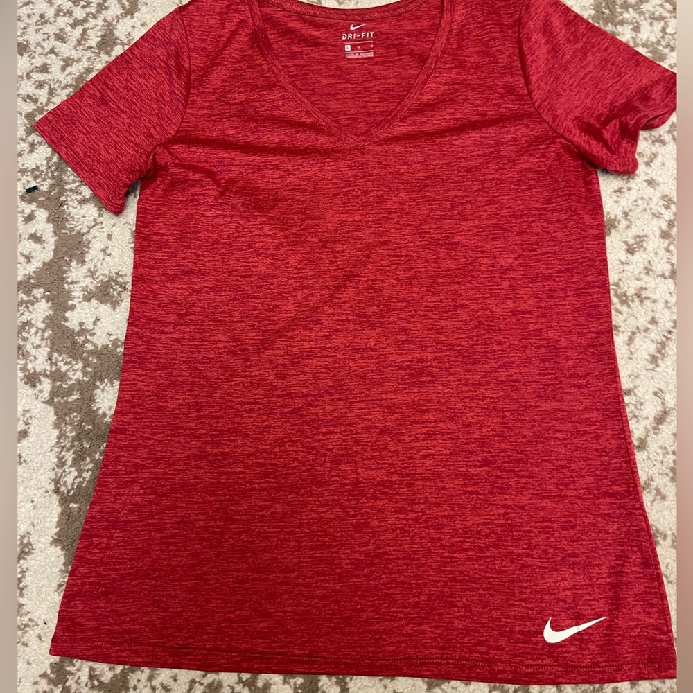 Nike red marled dri-fit workout top